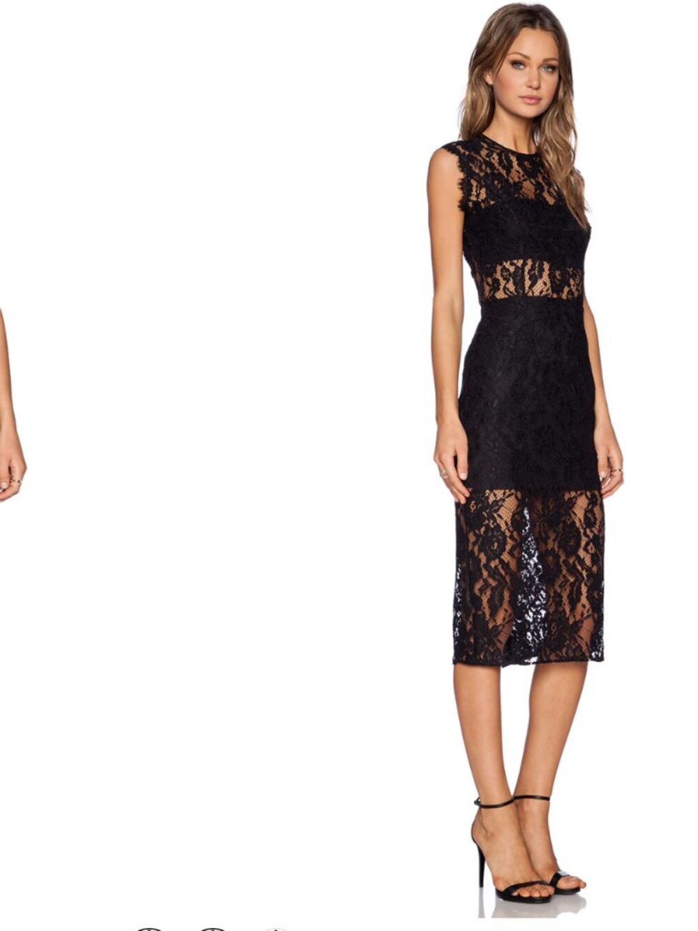Alexis Leni Black Lace Sheer Panel Dress in Black Size XS